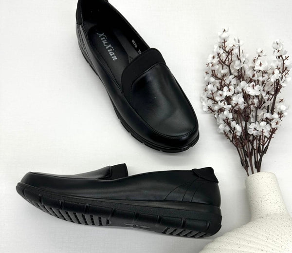 Black leather medical shoes