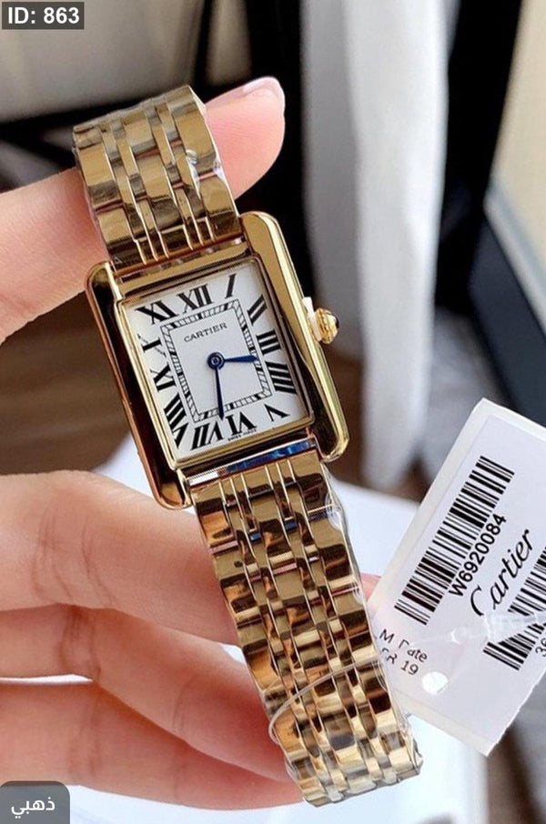 Watch - Cartier / rectangle including box and bag